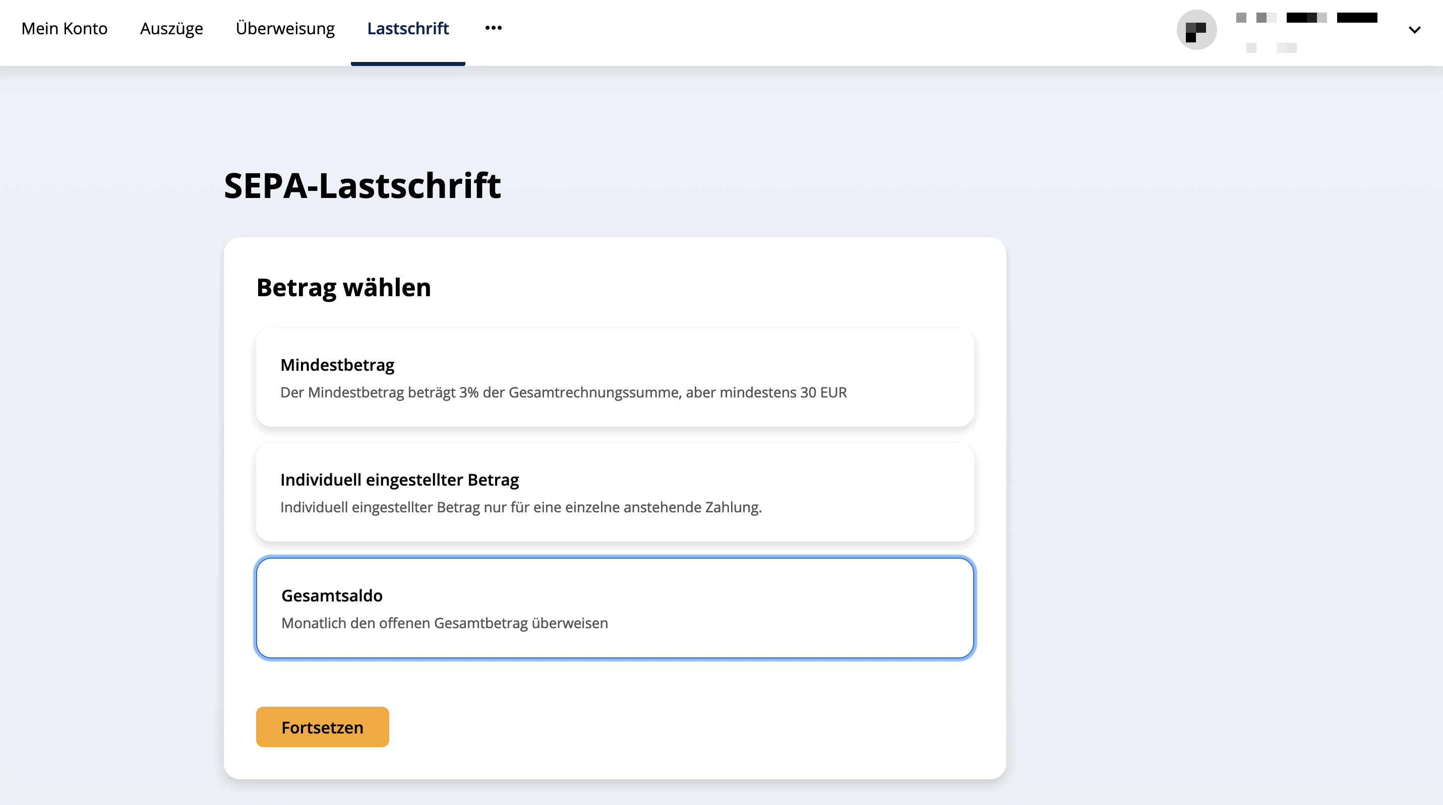 Advanzia Lastschrift Gesamtsaldo